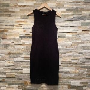Zara M Black Textured Knit Tank Dress LBD | Minimalist Capsule, Cotton Essential